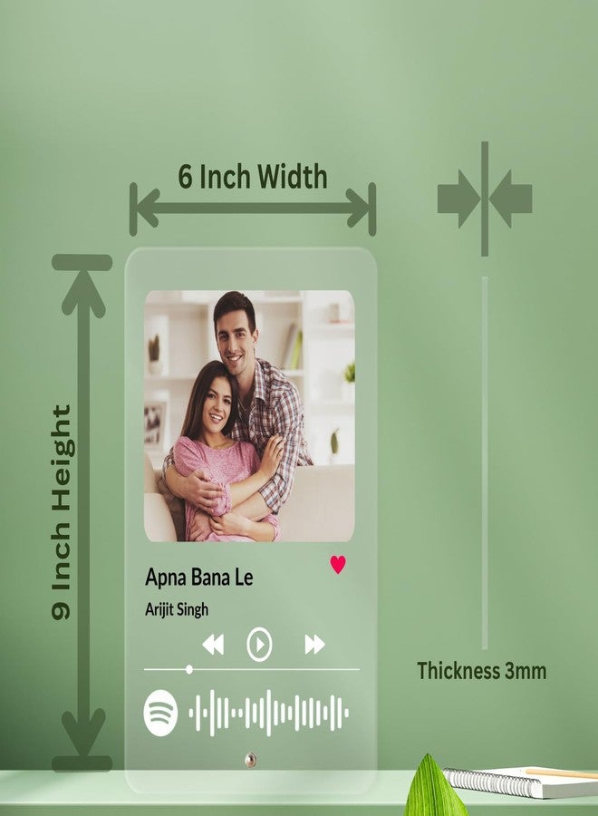 tinydabba Custom Acrylic Spotify Frame w/Photo & Scannable Code - Perfect Rakhi Gift for Bhai & Bhabhi (6×9″) - Transparent Printed Plaque with Nut Stand | Bhaiya Bhabhi Rakhi Gift - Image 3